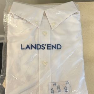 New! Boys white Lands End long sleeve button down shirt